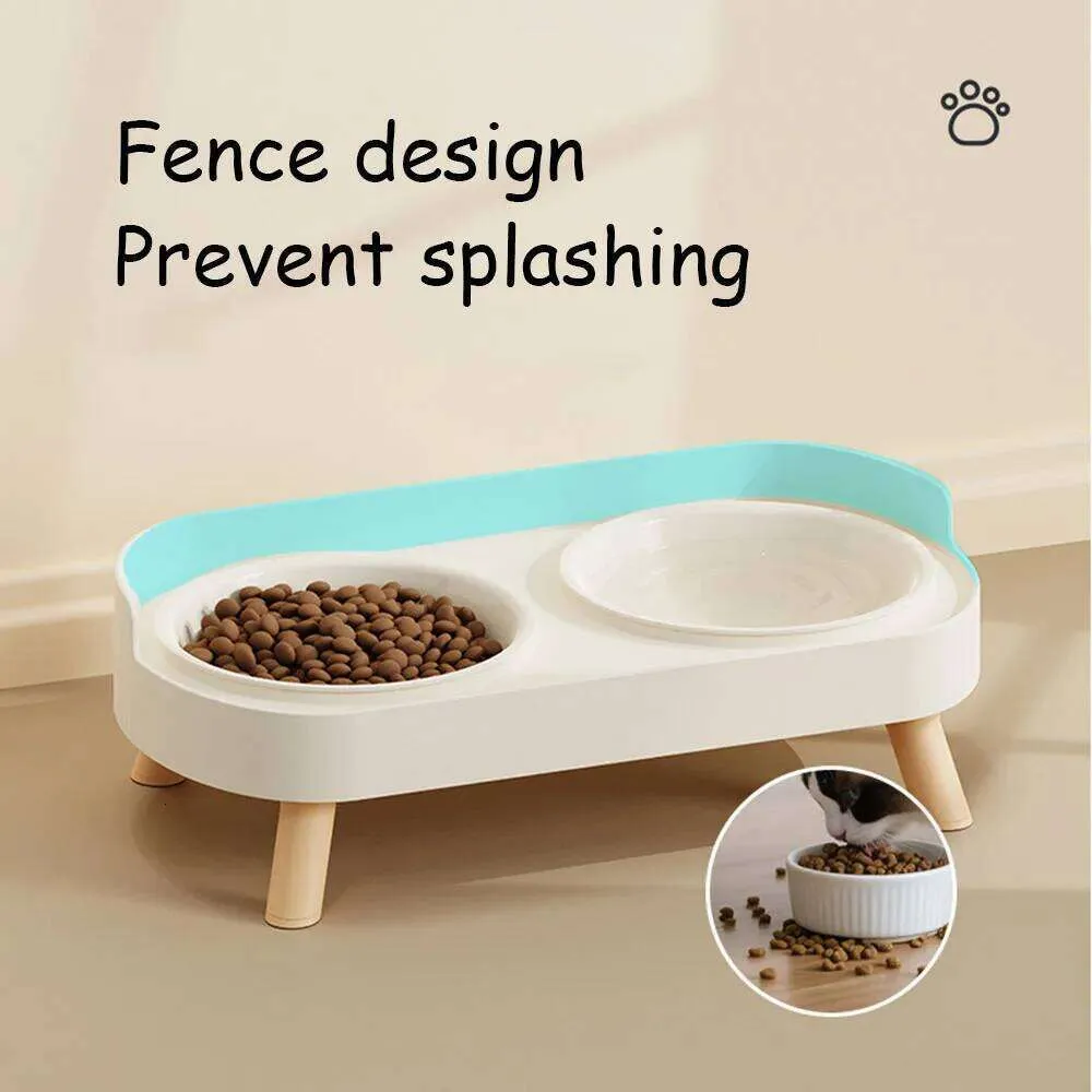 Double Set - Anti-Spill Anti-Tip Food & Water Bowl | Non-Slip Base Cute Cat  Feeding Bowls Pet