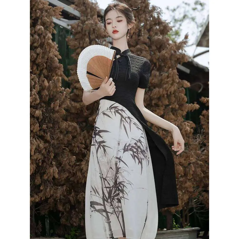 Black Knee-Length Polyester Cheongsam Dress with Off Shoulder and Mandarin Collar from Dhgate Basic & Casual Dresses