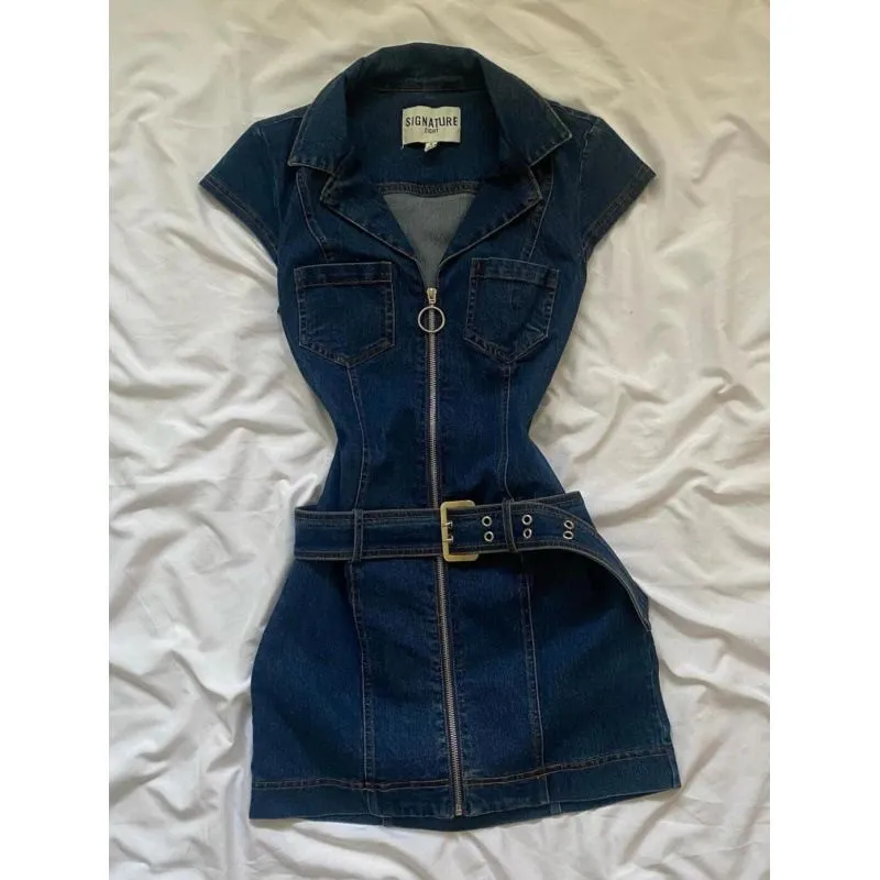 old navy women's denim dress Old Navy Women's Patch Pocket Denim Mini Dress - Blue