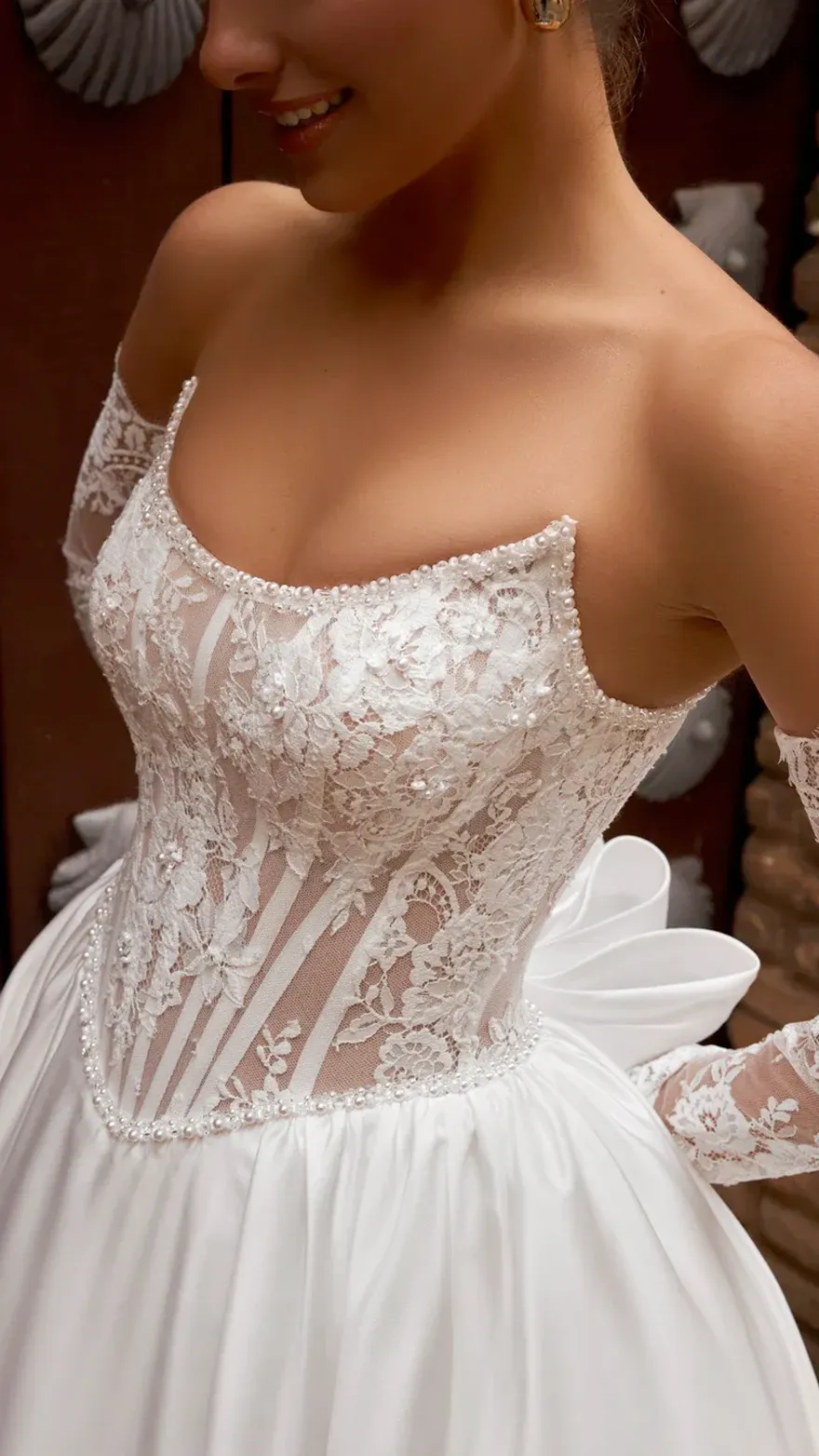 cat eye corset wedding dress Satin Bridal Dresses