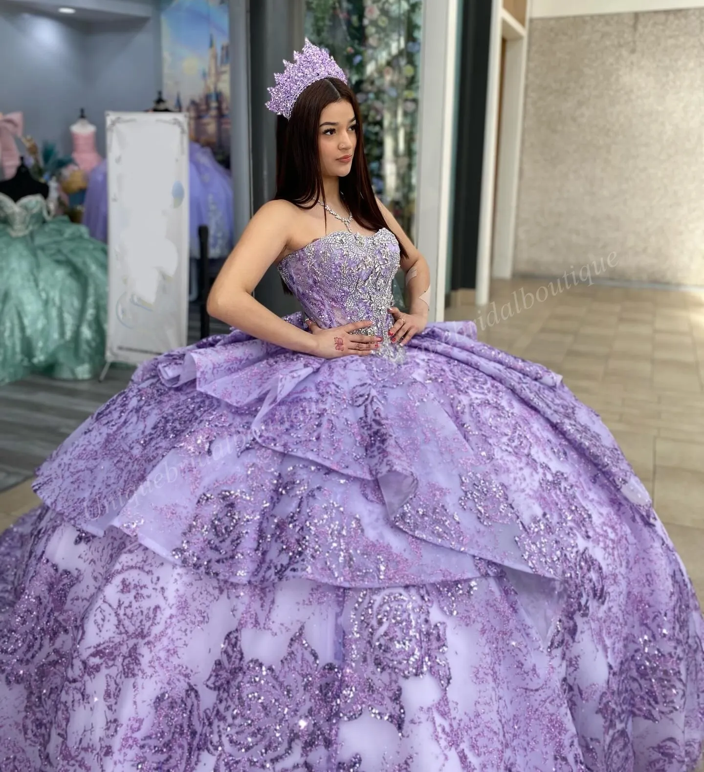 glitter puffy dress Orchid Quinceanera Floral Tulle... From Uniquebridalboutique, Rs.35,297.07 poofy wedding dress