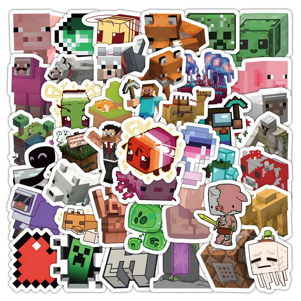 Large Minecraft Sticker Minecraft Waterproof Cartoon Animation Stickers Mobile Game Decals For ...