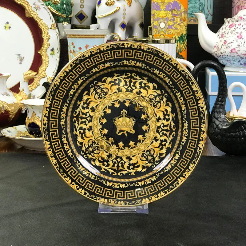 BS-10 ゴールドプレート Dinner Plates with Gold Rim 10.5 Inch Bone China Ceramic Steak