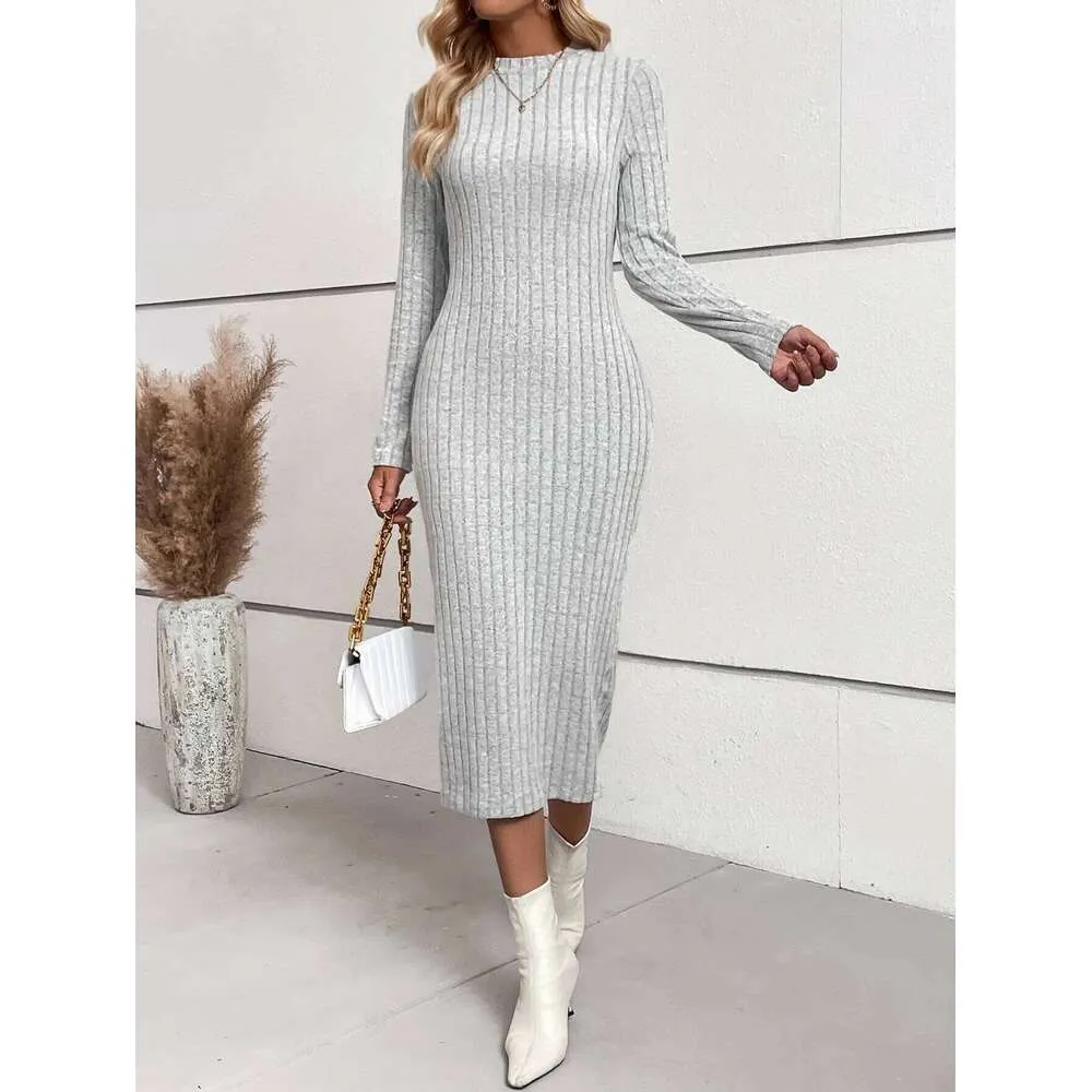a knitted dress with buttocks Cross border European American women's spring autumn tight and sexy wrapped mid length XJ260225 featured-light-as-air