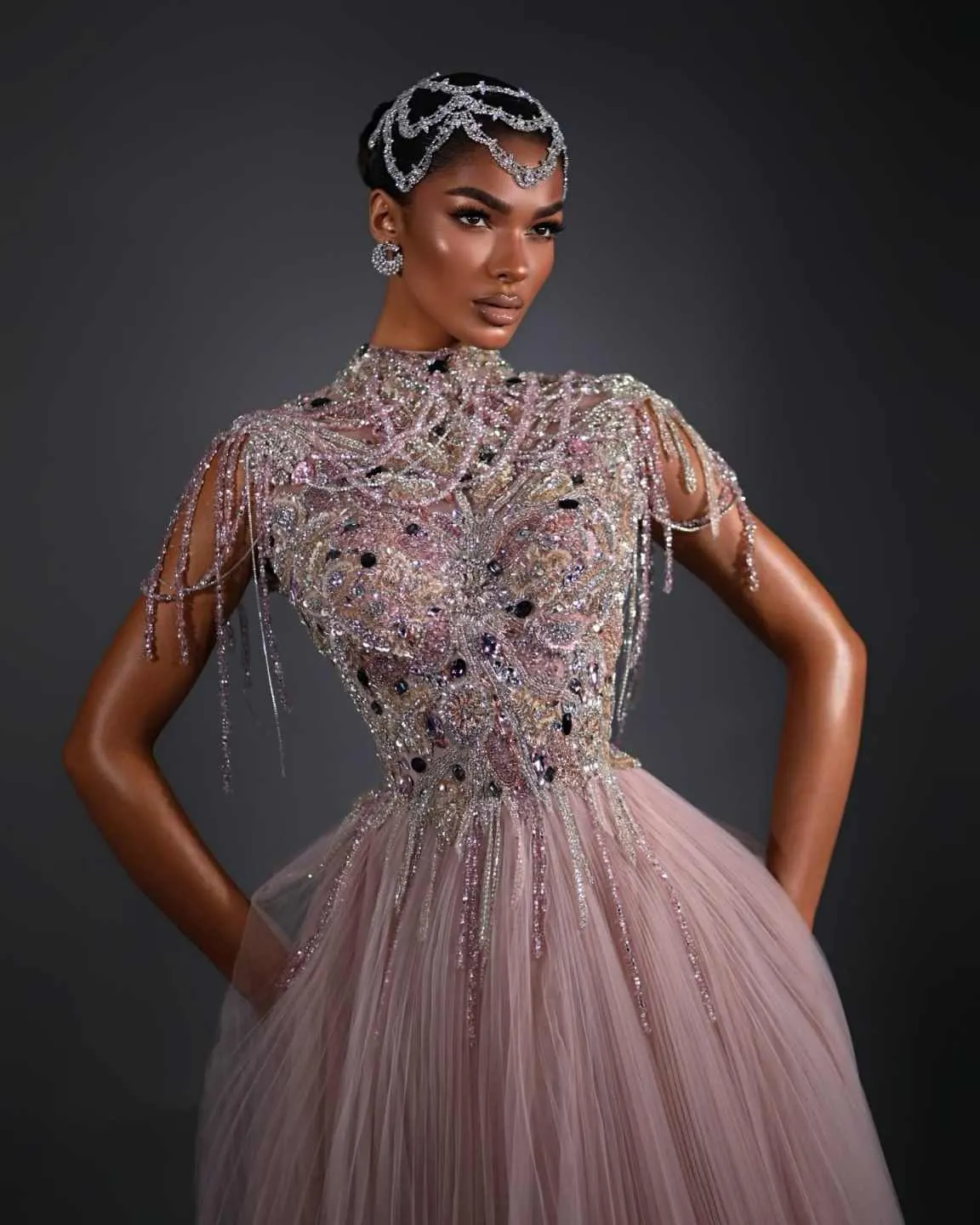 high neck beaded prom dress Sequined Lace Gown with Embellishments and Zipper Back from Dhgate Evening Dresses red dress fall Designer goodyear-welted Size:80 (Height 75–84 cm) Beaded 4