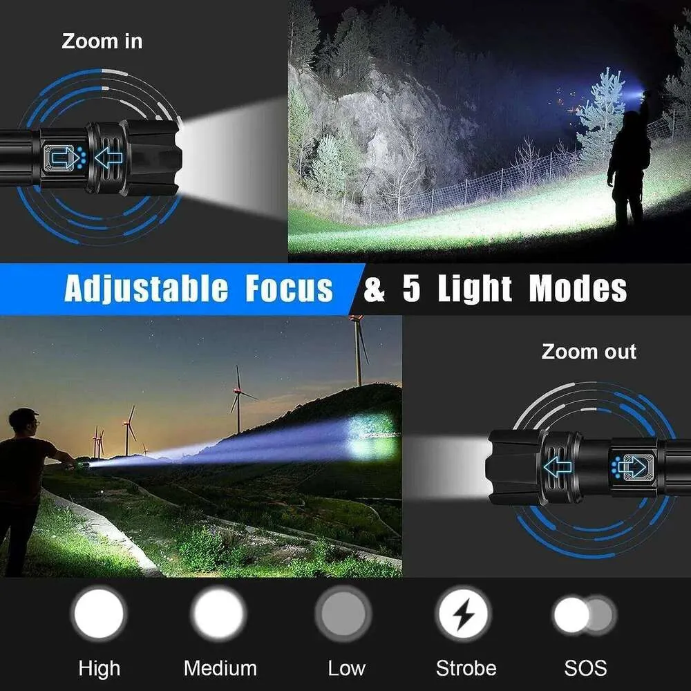 Lep Usb D2 Powerful LEP Flashlight USB Rechargeable Zoomable Fishing Torch Blue ...