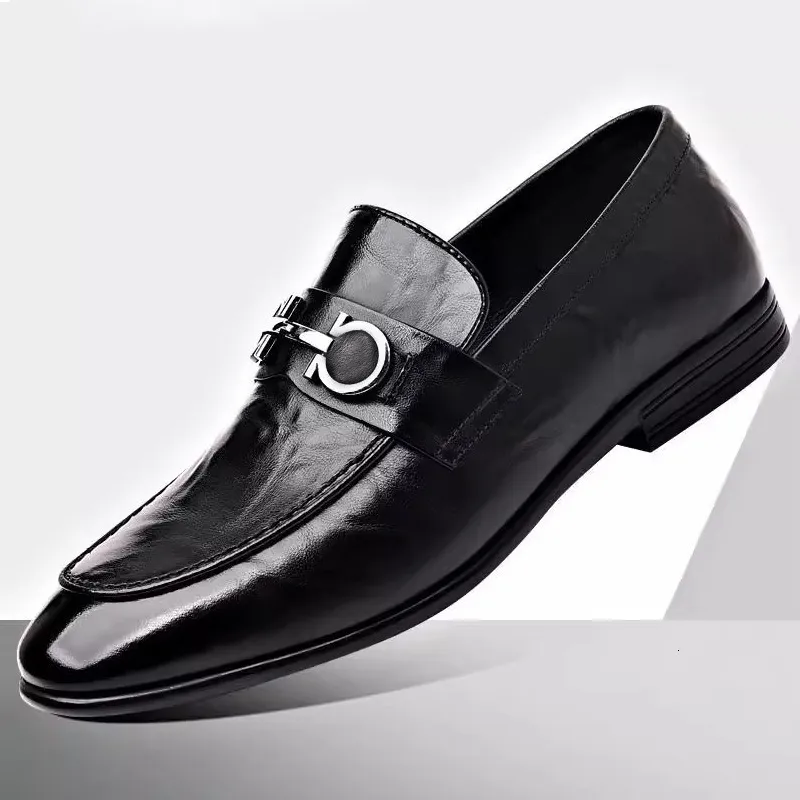 Black Leather Mens Black Loafers Wide Fit With Metal... From  display picture 3
