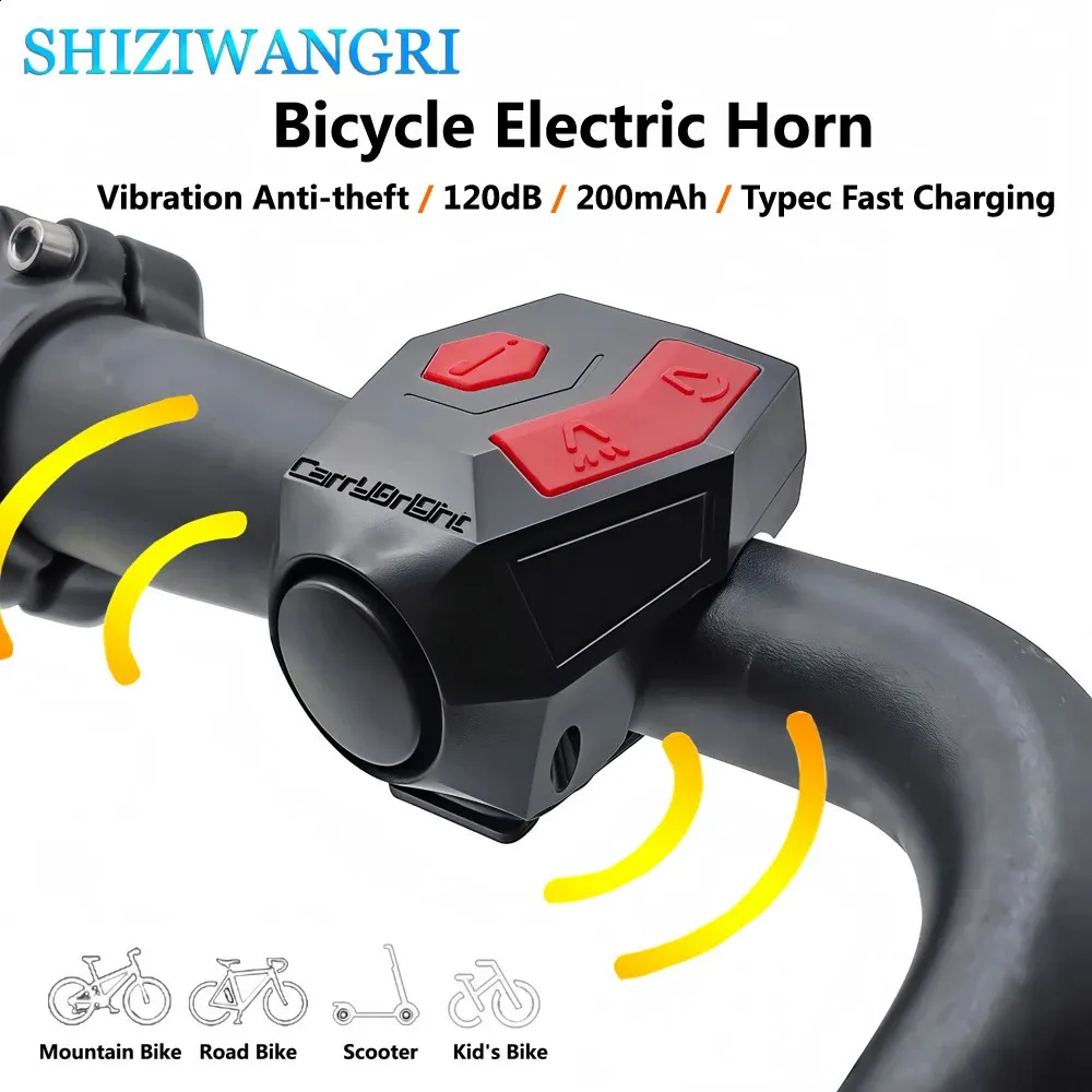 bicycle electric horn COOLWHEEL Bike - 100dB Loud Mini Bell with 4 Sound Modes, USB Rechargeable & Waterproof, Ideal for Mountain & Road Bikes Waterproof and equipped with anti Electric Bike Horn, 120db Loud
