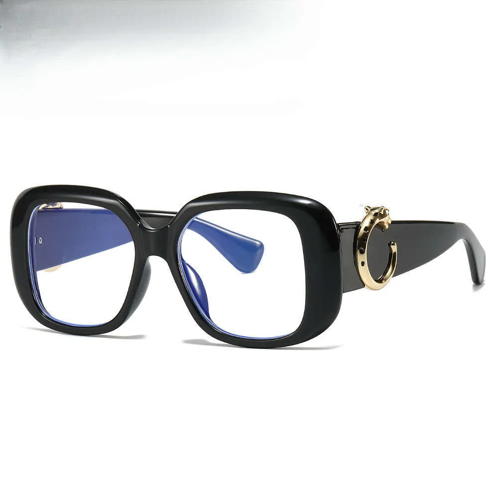 Oversized Black Square Sunglasses, Gold Panther Head... From  display picture 3