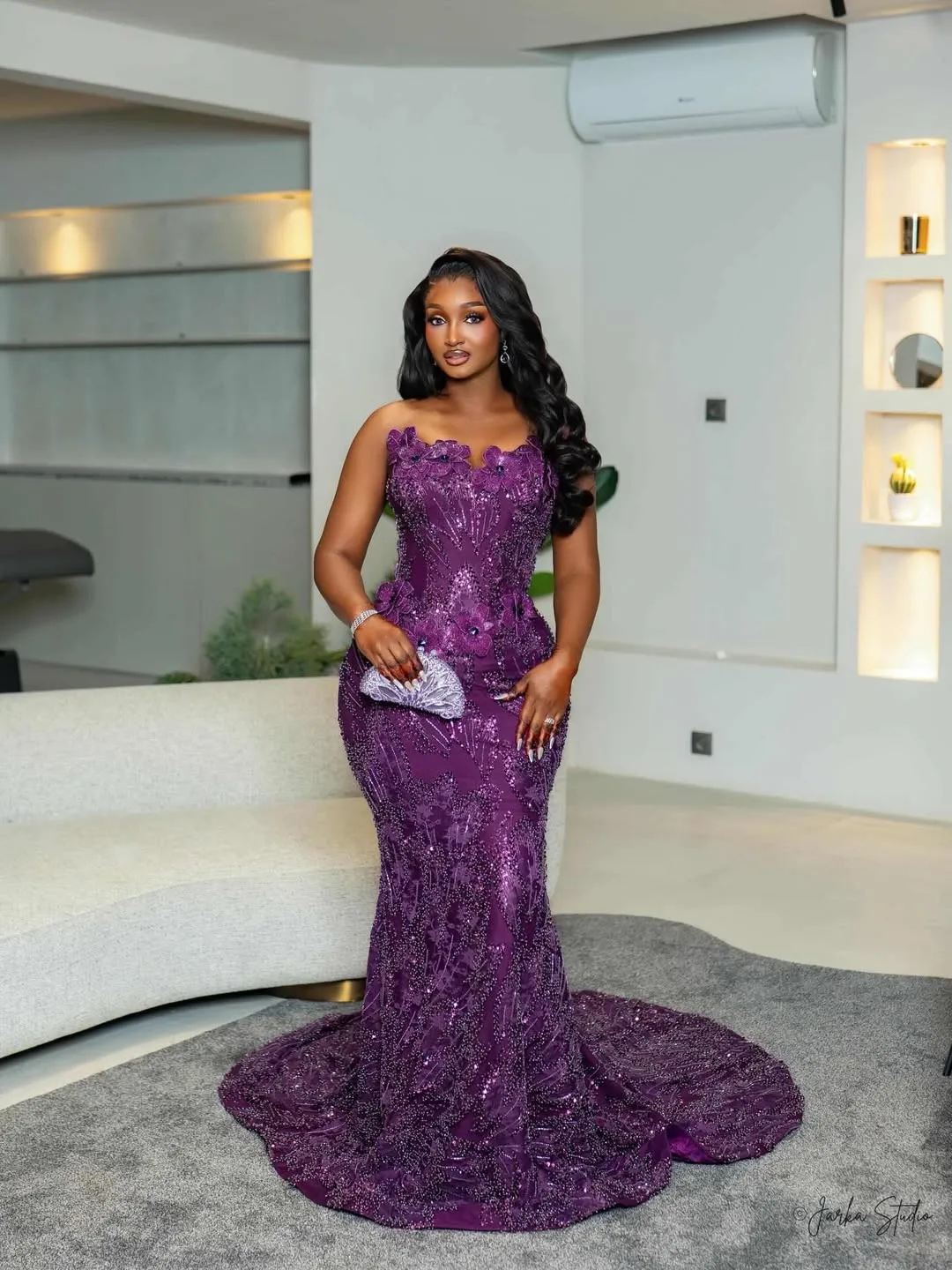 Plus Size Purple Mermaid Purple Sequin Prom Dress... From Dreamcode, Rs.25,752.8