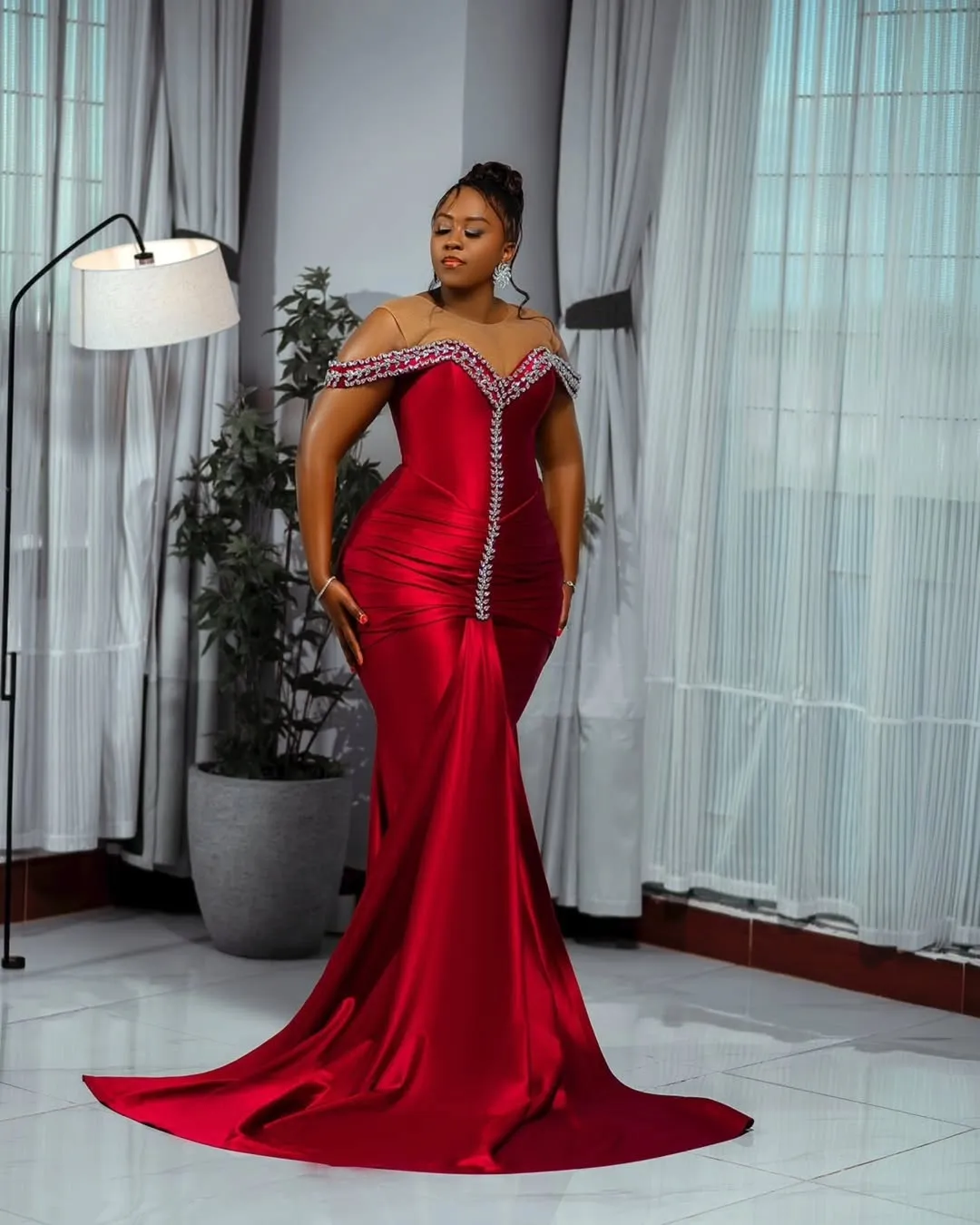 prom dresses mermaid burgundy Red Mermaid Dress With Sheer... From Dreamcode, Rs.13,854.85 this stunning piece ensures