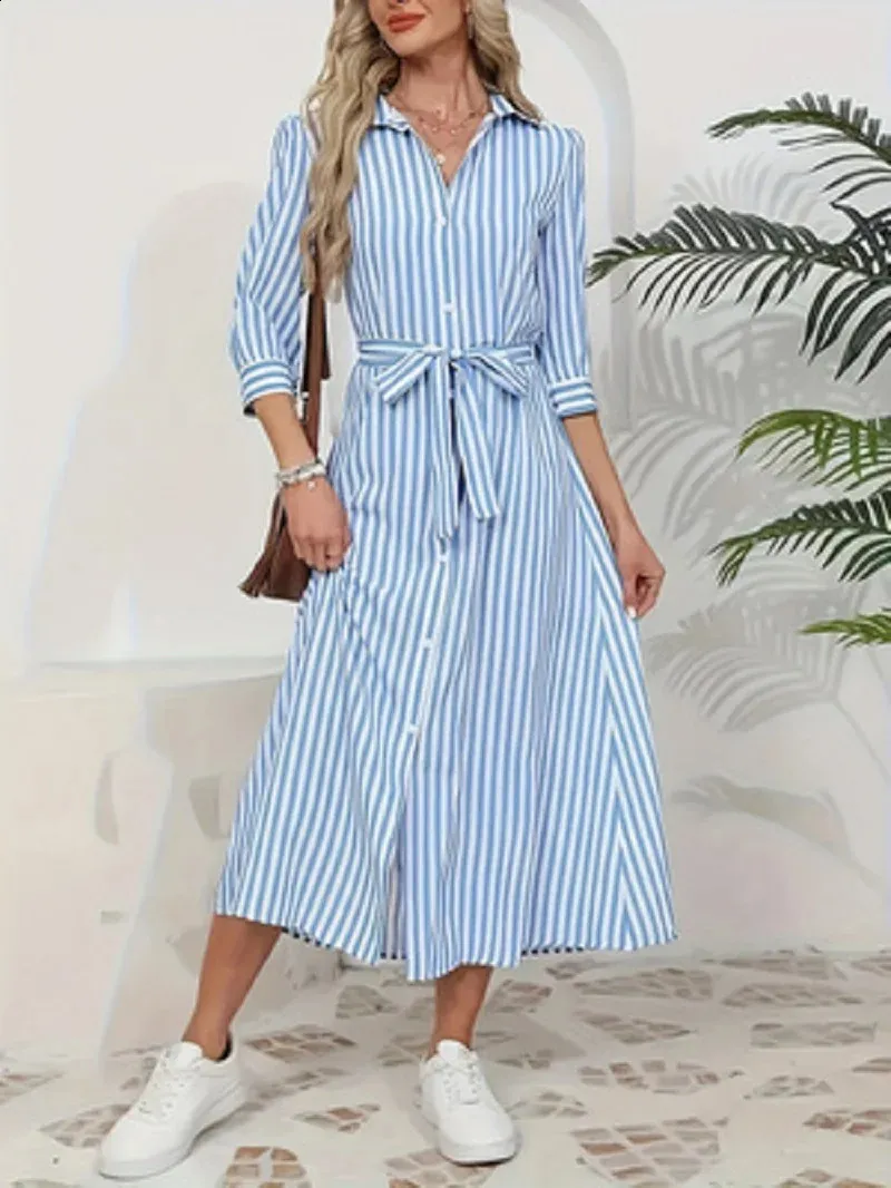 blue and white vertical striped dress Striped Blue Halter Mini Dress | Trendy Women's Clothing