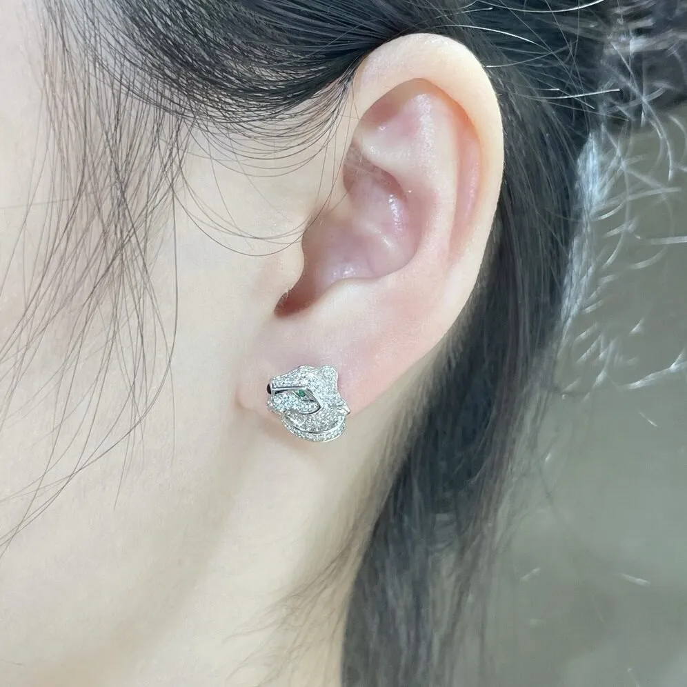 High End Leopard Head Vvs Diamond Earrings With From
