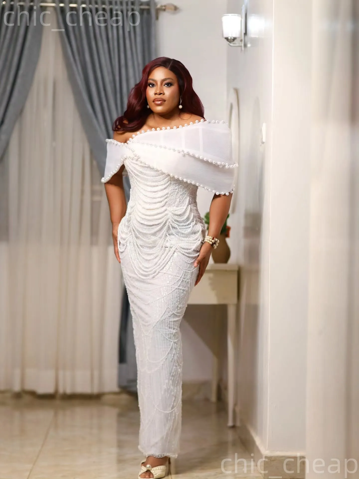 ivory evening dresses Off Shoulder Sheath White Sparkly Prom Dress... From Chic_cheap, Rs.23,353.88 JOD1142