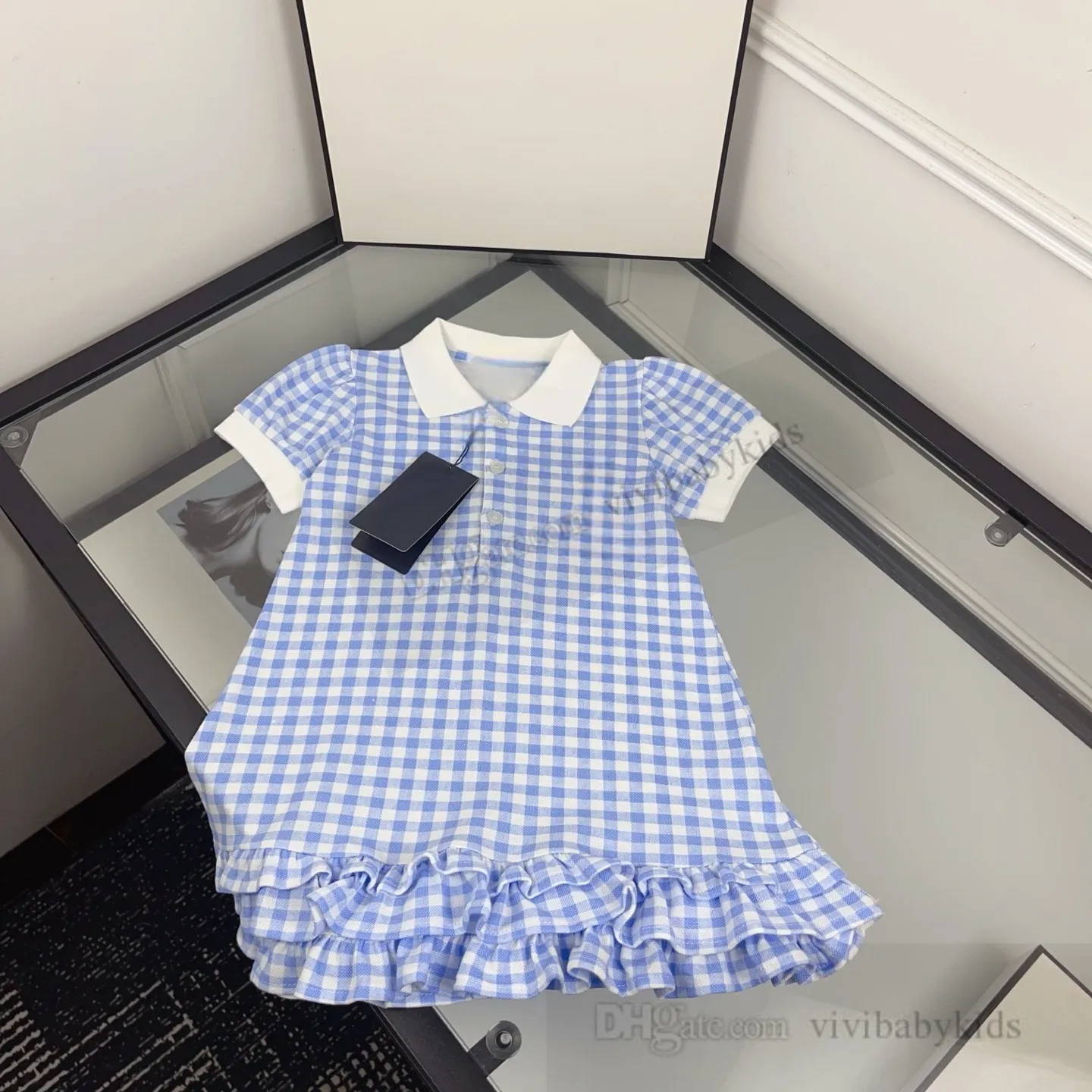 leopard print denim shirt dress Color-Block Patchwork Collar T-Shirt Size:PA Women's New and a pleated skirt.The blue gauze dressing Dressing: