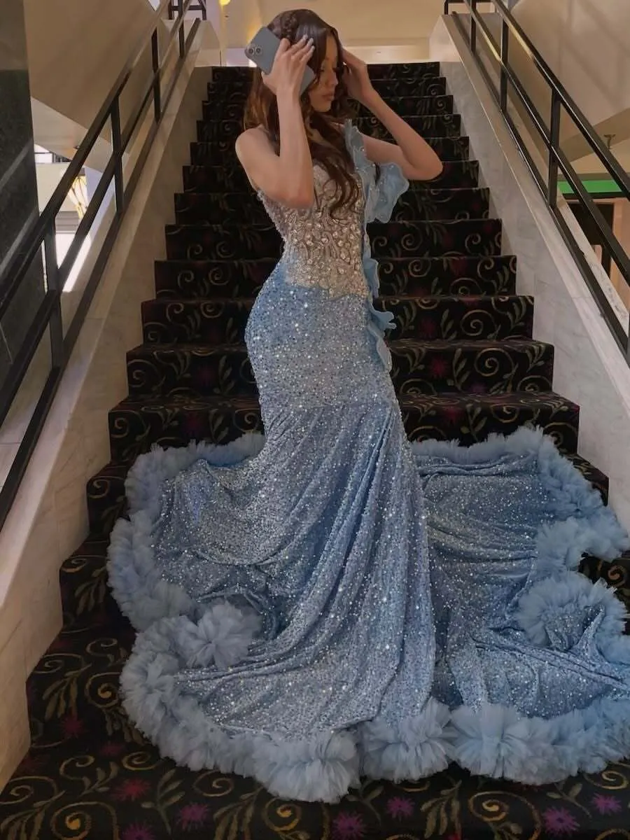 light blue birthday dress Baby Blue Ball Gown Prom Quinceanera Dress Sweet 15 Birthday Party Gow Siaoryne