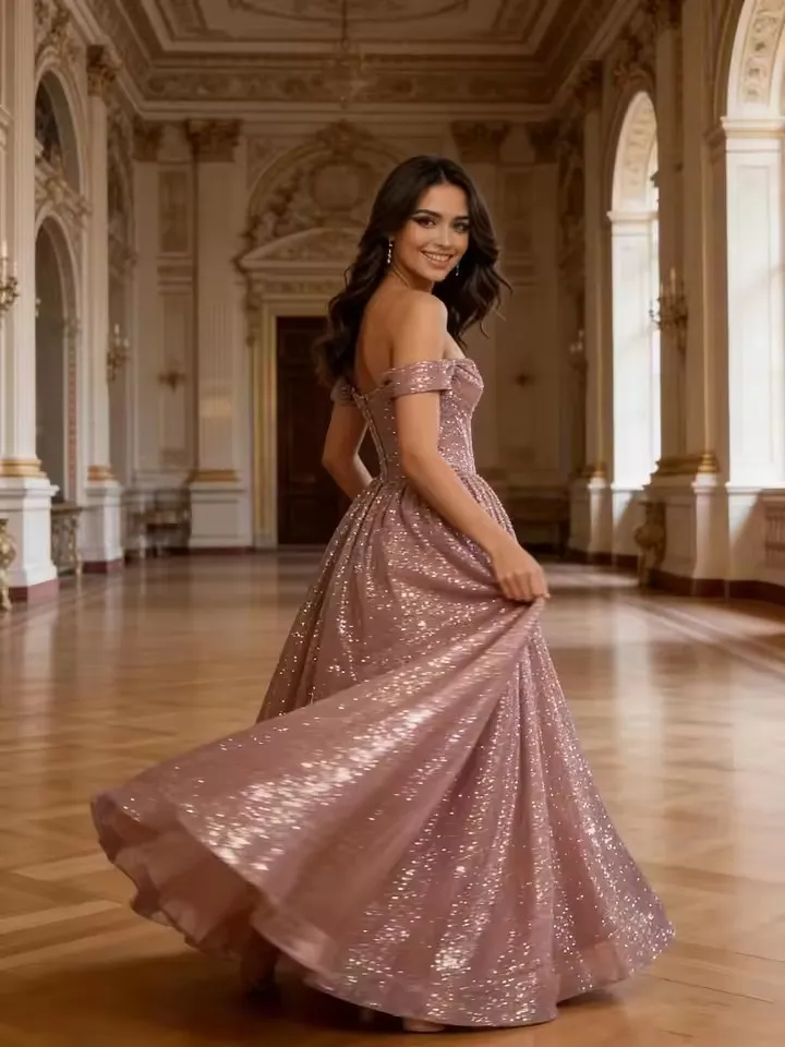 sexy rose gold prom dress 2027 Customized Glitter Dresses Off... From Charm_custom_dress, Rs.13,574.01 Straps crossed 9