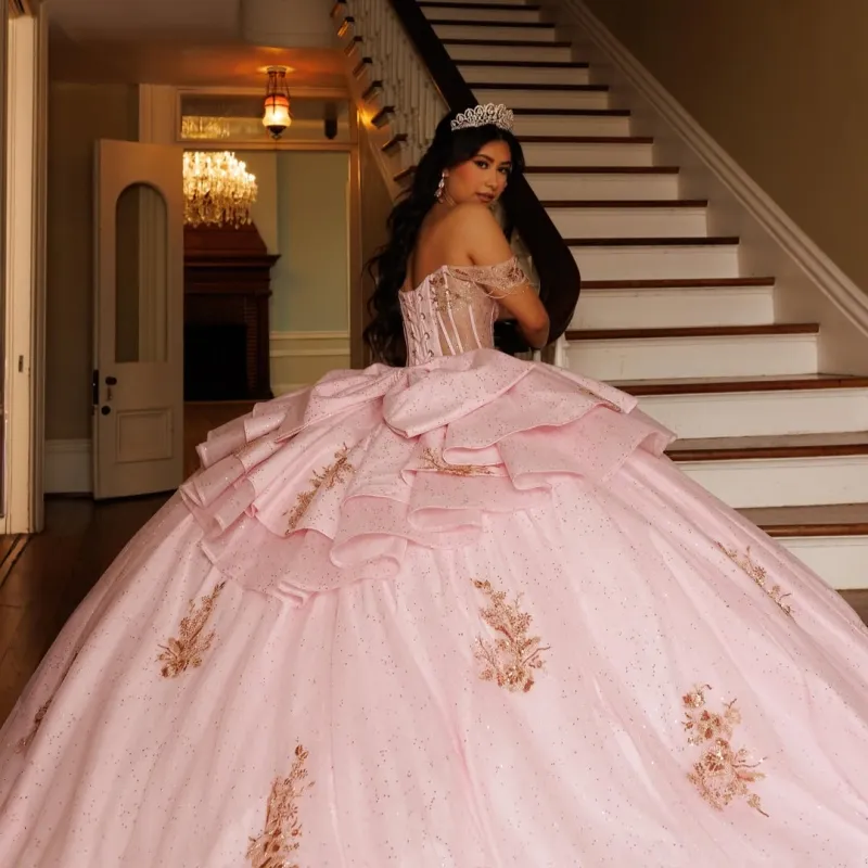 pink and gold dresses for sweet 16 Amazon.com: Pink and Gold Lace Quinceanera Dresses Ball Gown for Women  Crystal Beaded Tulle Sweet 16 Dress Prom Pink 2 : Clothing, Shoes & Jewelry