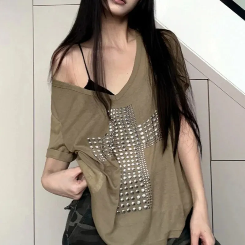 Japanese Y2k Metal Cross Print Tshirt Trashy 2000s From