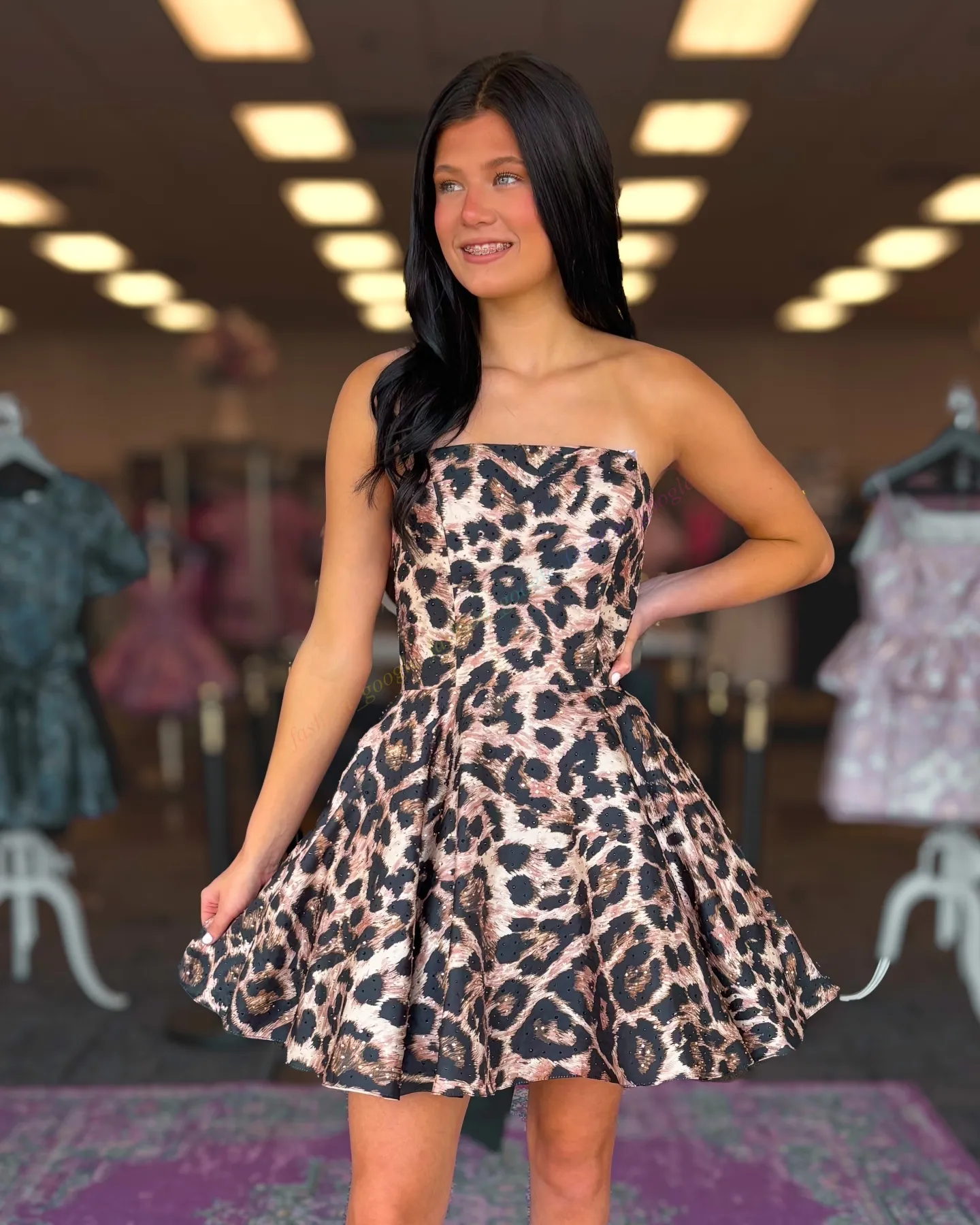 cheetah dress for homecoming print / 4 A striking choice for special occasions Strapless Short Print Homecoming Dress