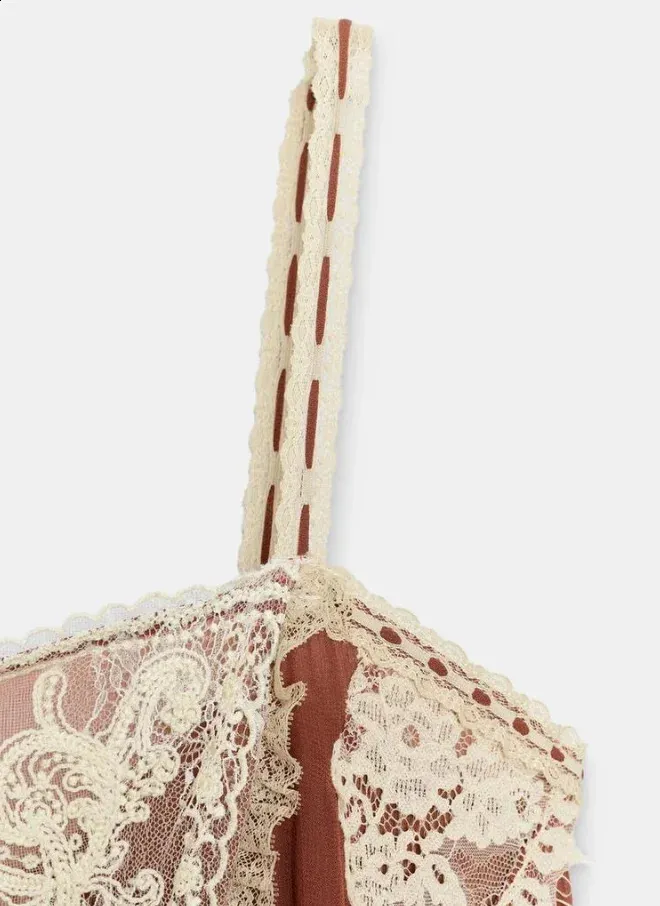 lace patchwork cami midi dress Women Rust Lace Patchwork Cami Midi Dress Boho Square... From Xinchuang05,  Rs.4,185.53