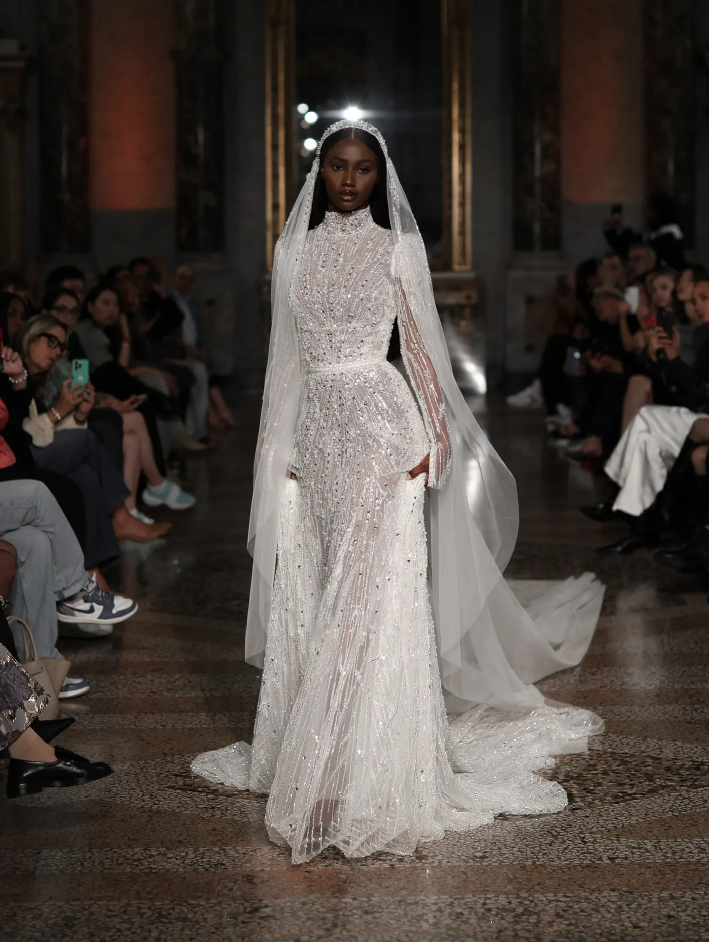 bridal dresses fashion show Sparkly Sequins Mermaid Gowns Long Sleeve High... From Customtailor, Rs.32,460.11 E3092545HS