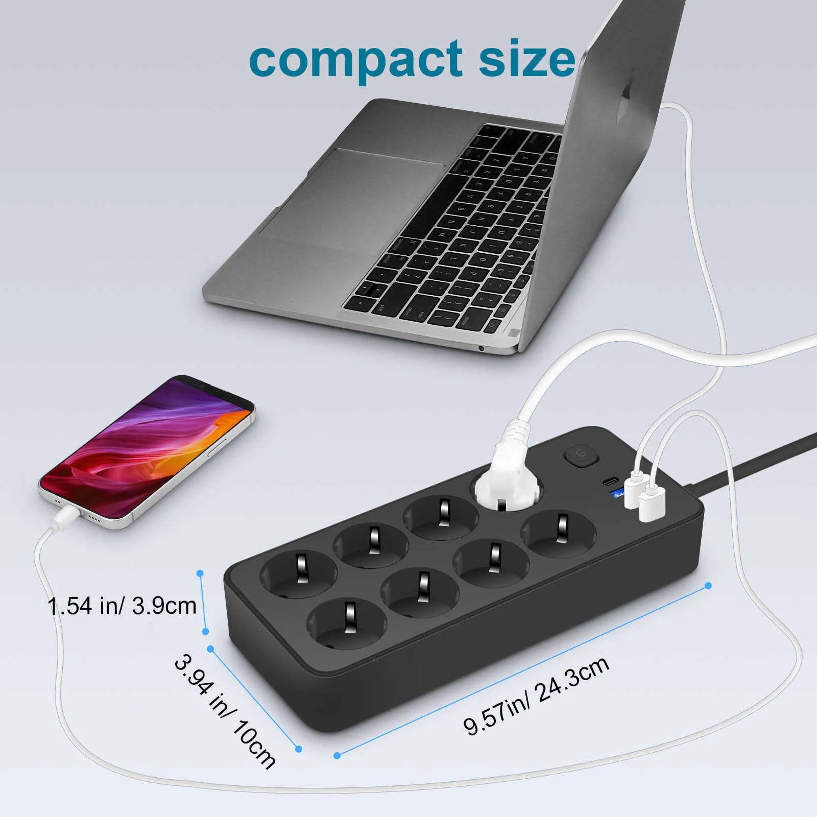 Unit Usb Meter EU Standard USB C Power Strip With USB Smart Switch,... From Us ...