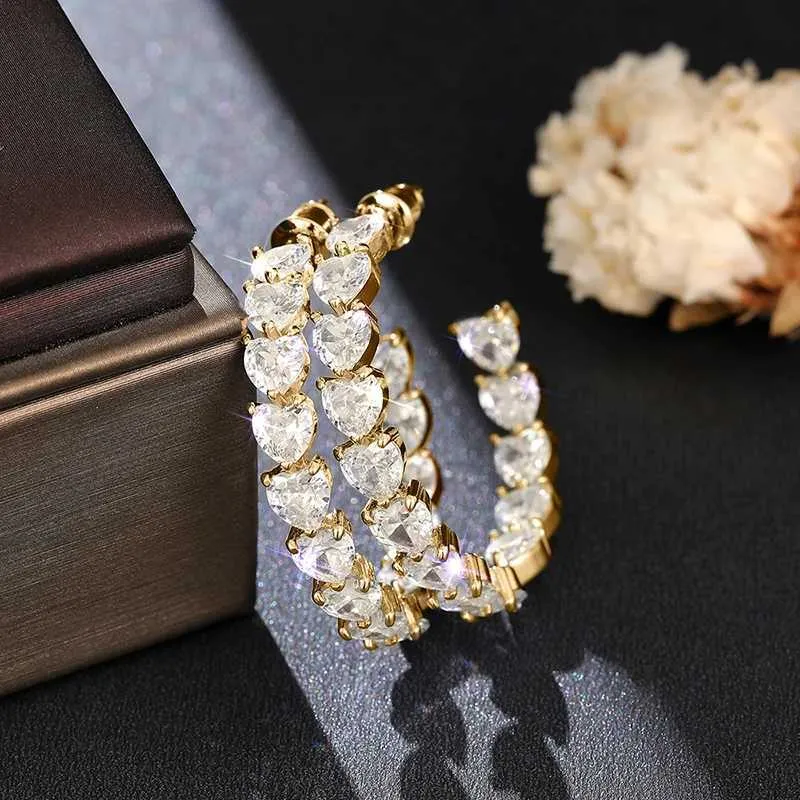 Resource Bag Example Shop Huitan Heart Shaped Hoop Cubic Zirconia Hoop Earrings... | DHgate.Com