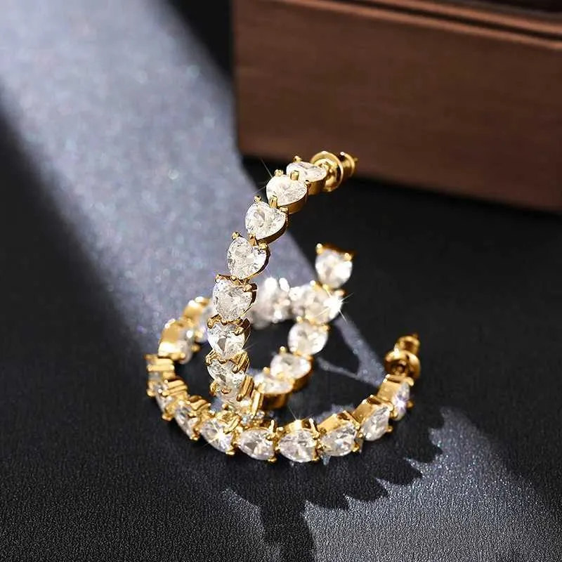 Resource Bag Example Shop Huitan Heart Shaped Hoop Cubic Zirconia Hoop Earrings... | DHgate.Com