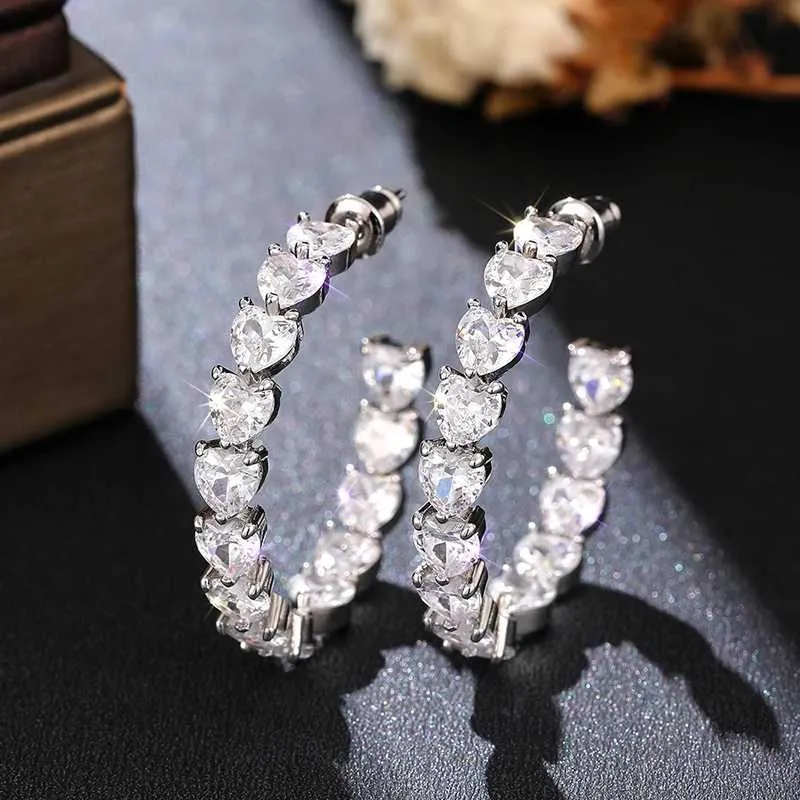 Resource Bag Example Shop Huitan Heart Shaped Hoop Cubic Zirconia Hoop Earrings... | DHgate.Com