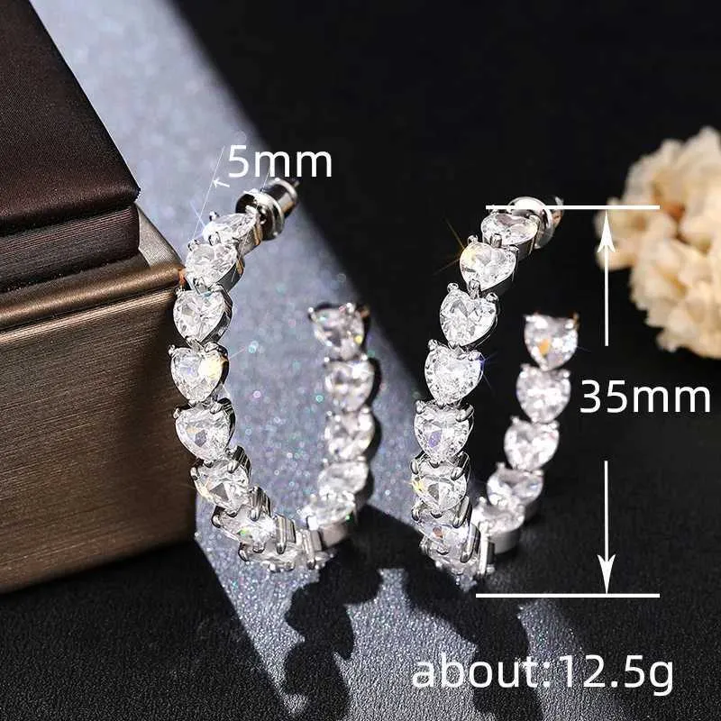 Resource Bag Example Shop Huitan Heart Shaped Hoop Cubic Zirconia Hoop Earrings... | DHgate.Com