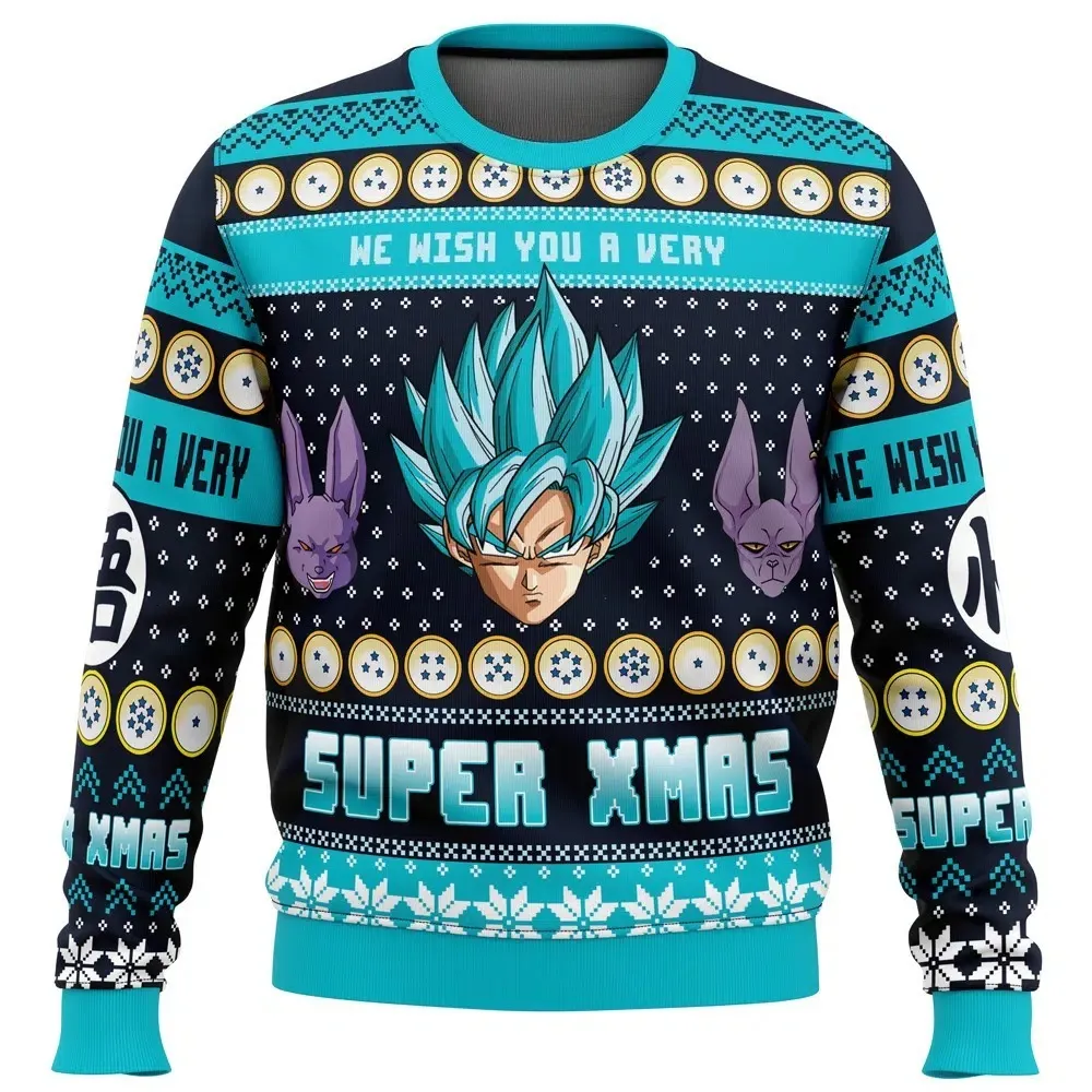 Goku Pattern Dragon Ball Super Goku Blue Beerus Cosplay Dragon... Men's Sweatshirt ...