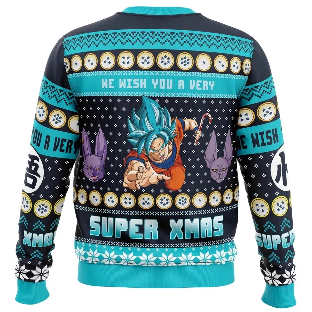 Goku Pattern Dragon Ball Super Goku Blue Beerus Cosplay Dragon... Men's Sweatshirt ...