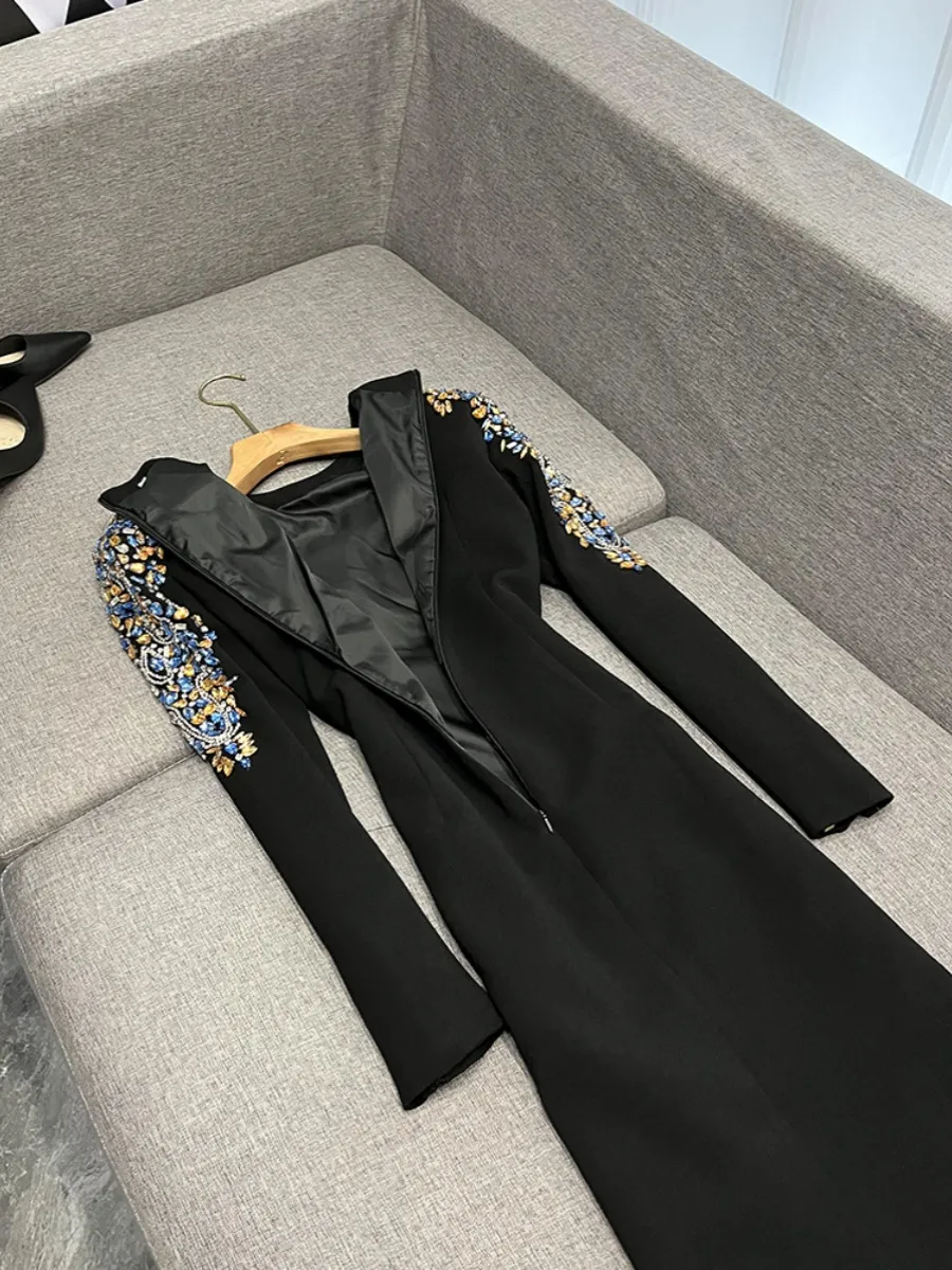 Black Beaded Midi Dress with Rhinestone Decoration, Long Sleeve, Crew Neck, Polyester Sheath Silhouette for Autumn from Dhgate Basic & Casual Dresses - price 82.09 Black Beaded Midi Dress with Rhinestone Decoration, Long Sleeve, Crew Neck, Polyester Sheath Silhouette for Autumn from Dhgate Basic & Casual Dresses - price 82.09