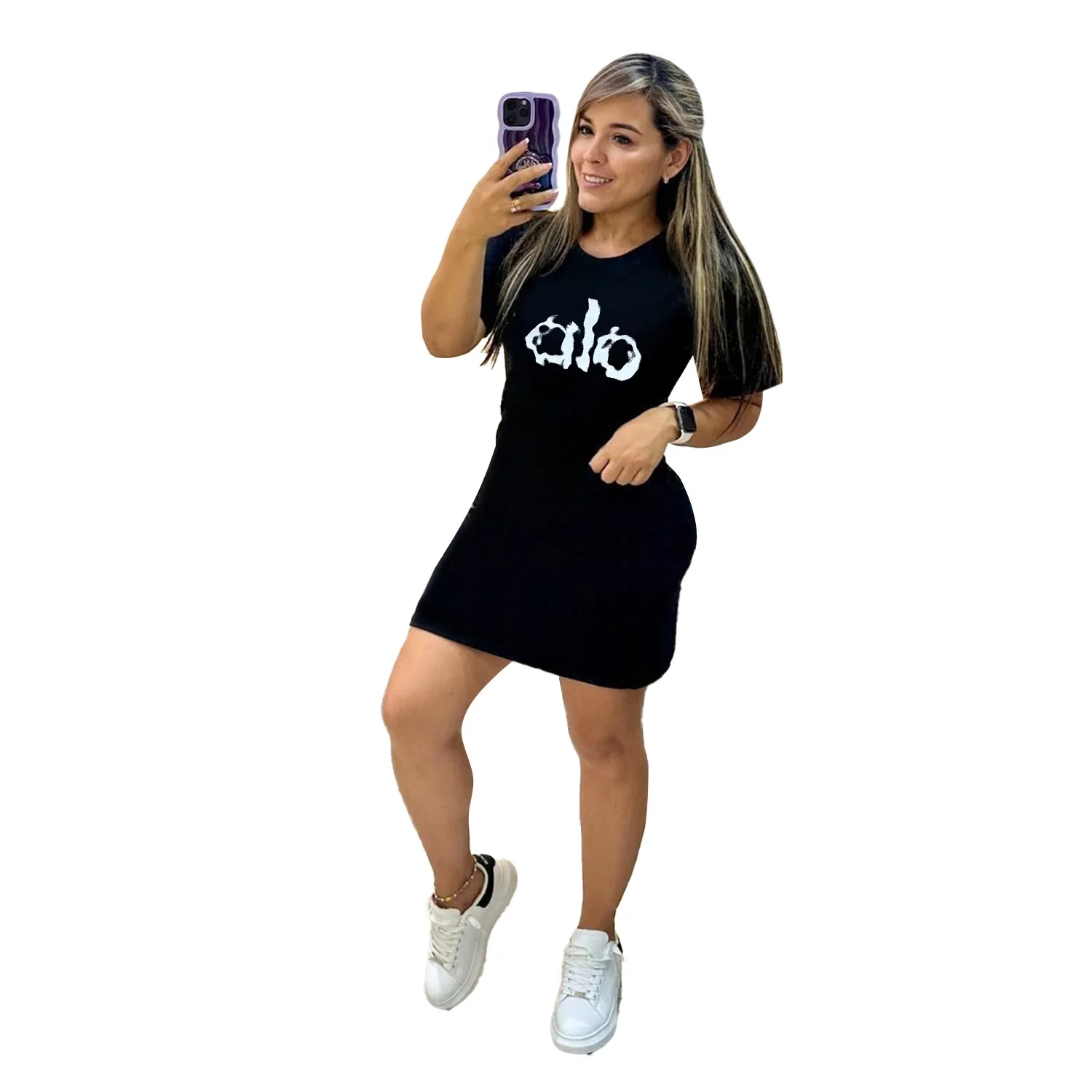 designer t shirt dress Black T-Shirt Dress