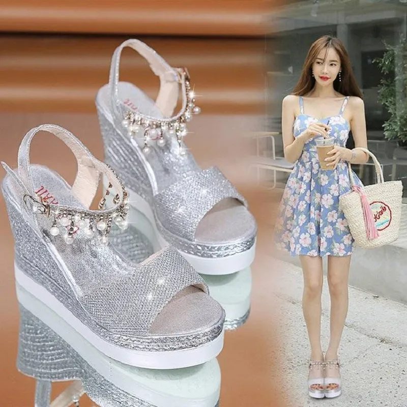 アリエルRANDAコラボ SHELL DESIGN WEDGE SANDALS