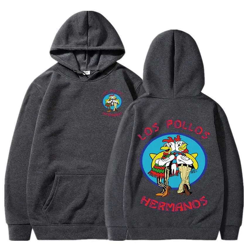 Men's Wool Tracksuit - Hoodie Los Pollos Hermanos Chicken Brothers Print, Loose Fit yosemite sweatshirt for Spring and Autumn Fashion (W2408356830)