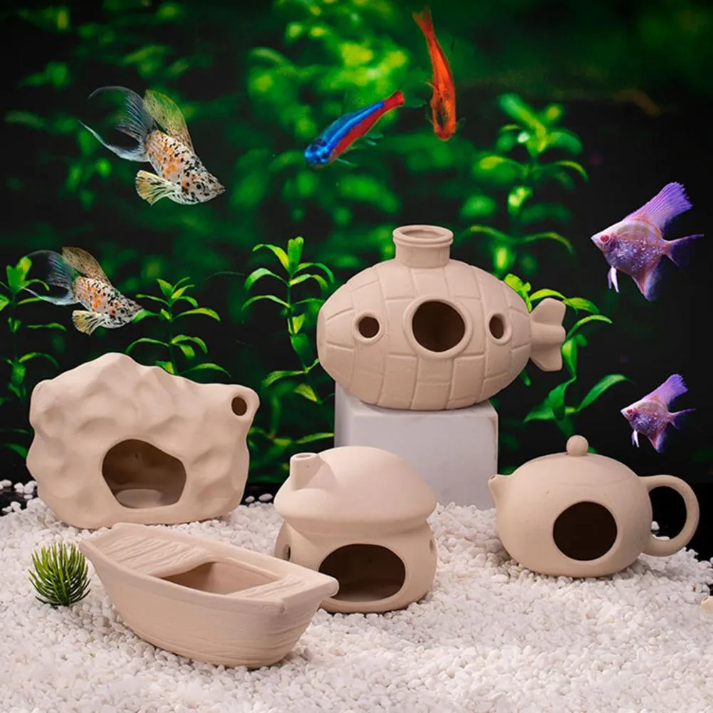 Fish Tank Decor Aquarium Ceramic Cave Decorations,Betta Hideout