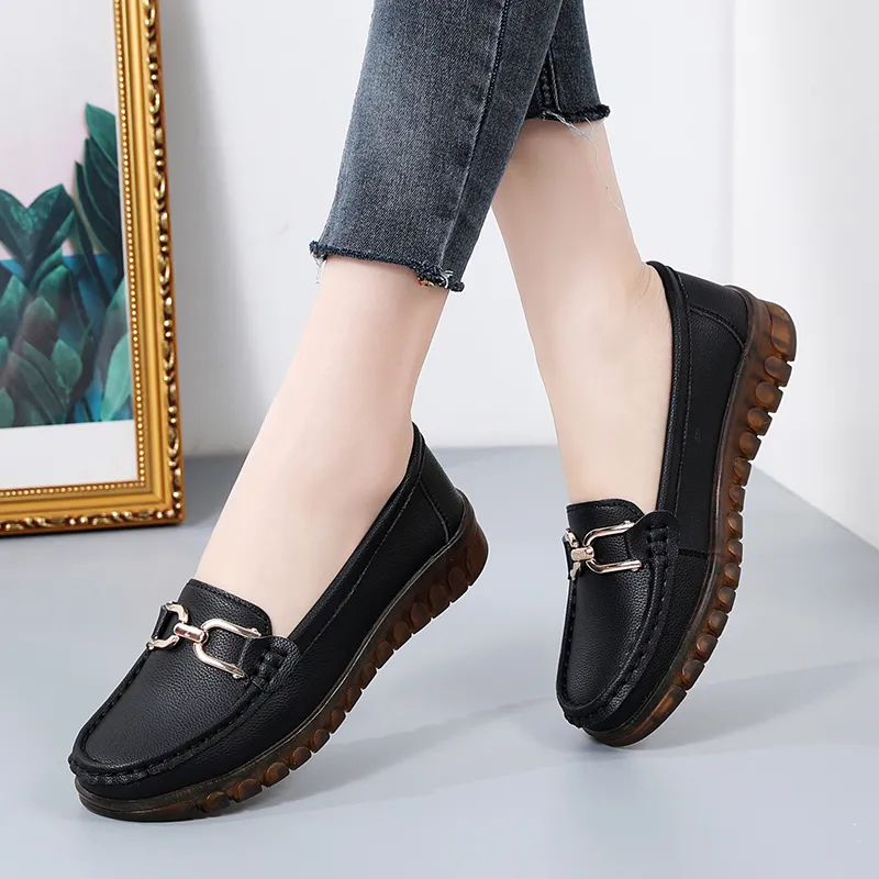 Save Big on Bulk Black Slip On Loafers Womens Leather Women's Shoes Casual  Slip On Loafers Ladies Casual Shoes Black Moccasins Sneakers Comfortable