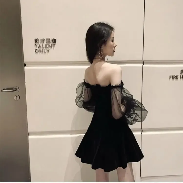 Black lace dress with strapless and punk style for women. Black lace dress with strapless and punk style for women.