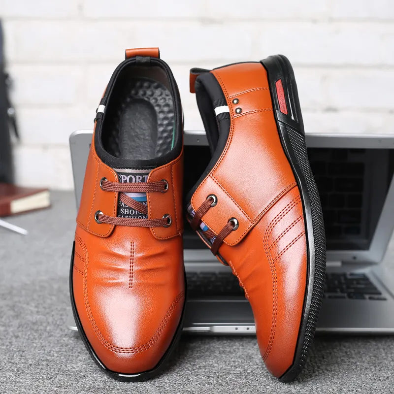 Men Shoes 2021 New Loafers genuine leather round Wholesale UIK90 Mens Leather Loafers Breathable Casual Round  main image 3