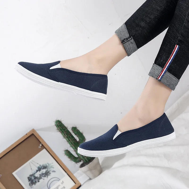 Bulk Plus Size Womens Canvas Loafers Slip On Casual Sneakers For