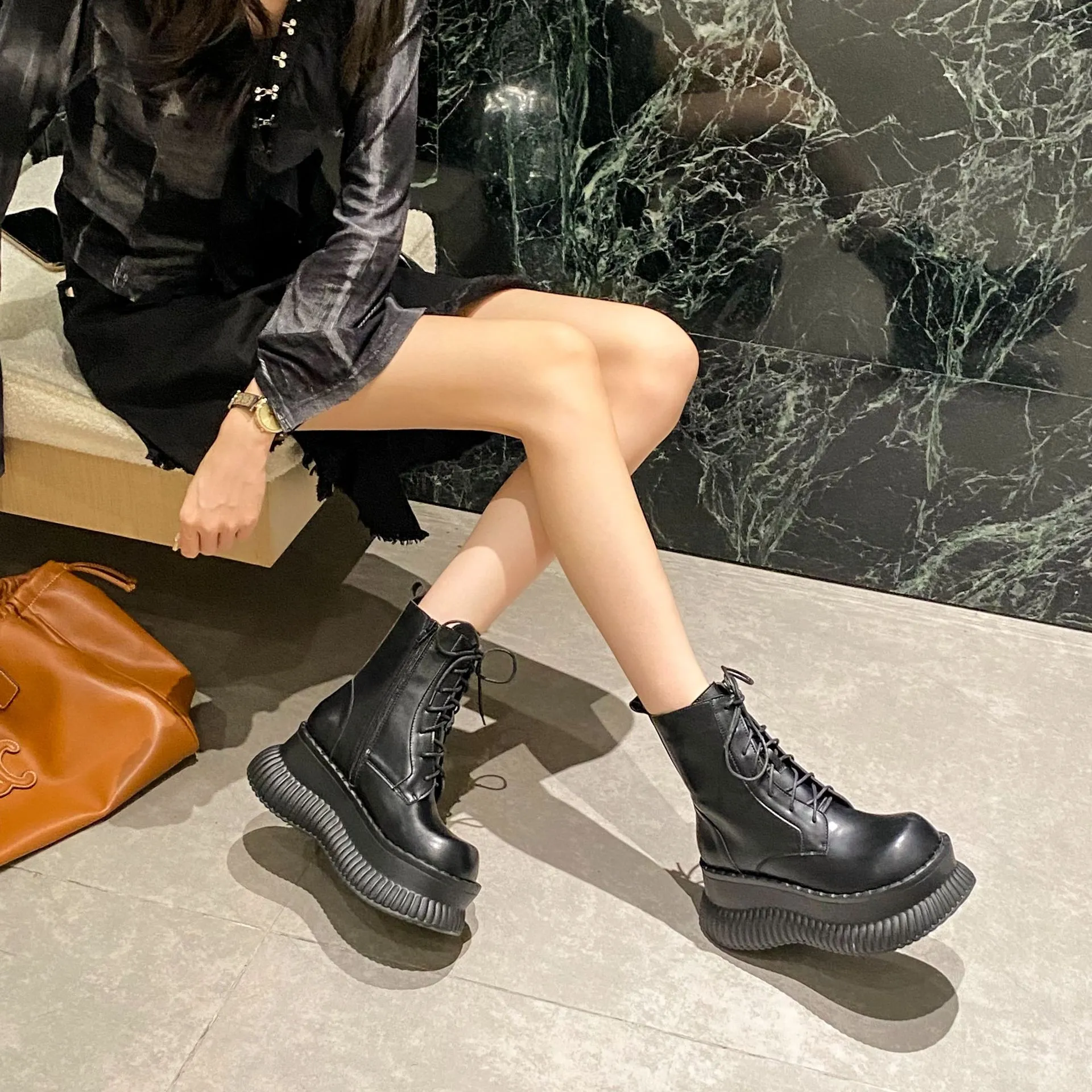 Goth Boots Brands Platform Wedges Boots For Women Fashion Ankle