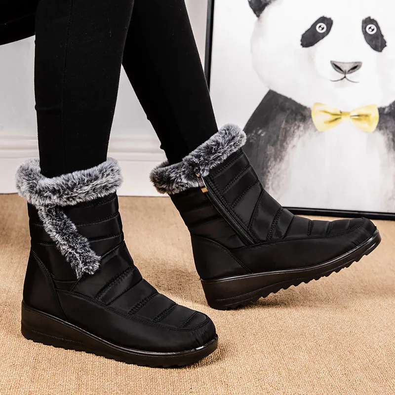Save Big on Bulk Women's Zipper Ankle Boots Womens Heeled Snow Boots:  Fashion Faux Fur Waterproof Anti Slip Ankle Booties, Plus Size Platform  Winter
