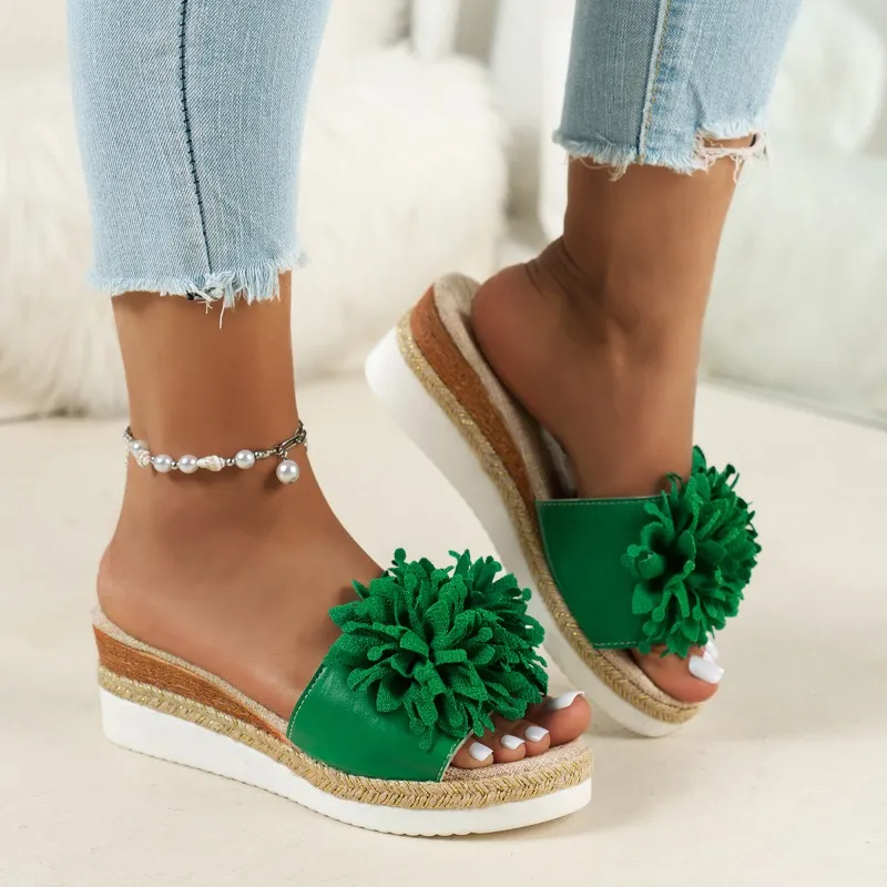 Green Women's sandals for women: Summer 2024 New...