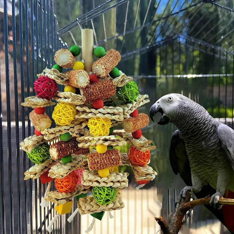 Toys For Parrots, Colorful Wooden Blocks Bird Toy For African Grey