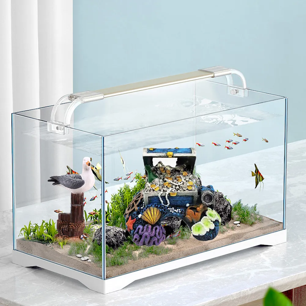 Resin Aquarium Treasure Box Ornament Home Decoration Gifts Fish Tank Layout Prop