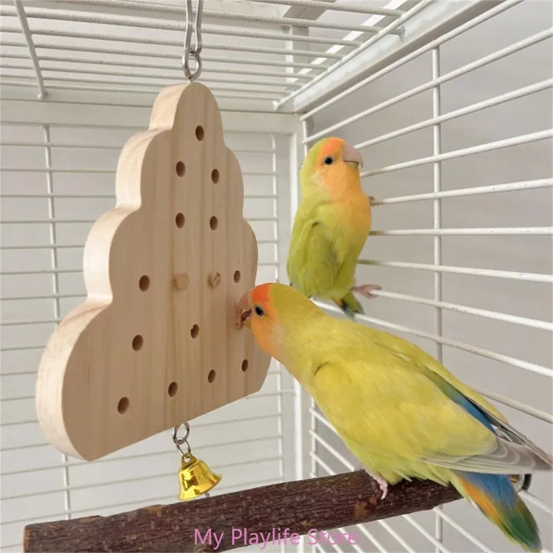 Bird Chew Toy With Natural Wood & Corks - Parrot Cage Toy For Budgies, Parakeets & Small Birds