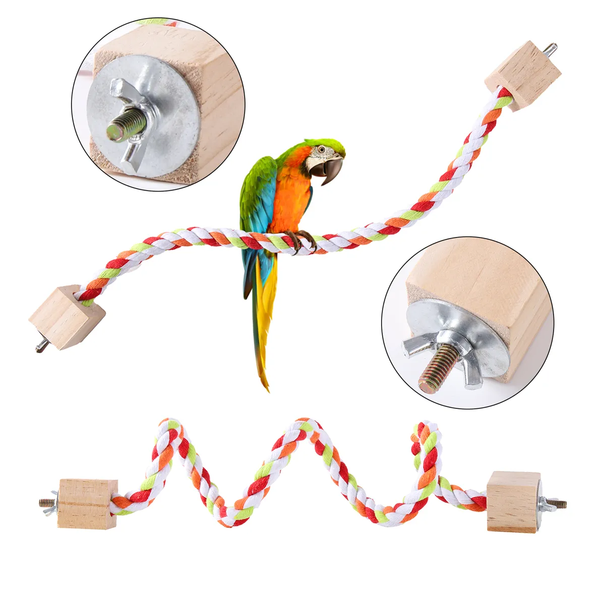 DHgate Multifunctional Parrot Climbing Rope Toy 30 60cm for Birds and Squirrels Soft Stick Rotating Ladder Swing Ring 1Pc Pet Supplies