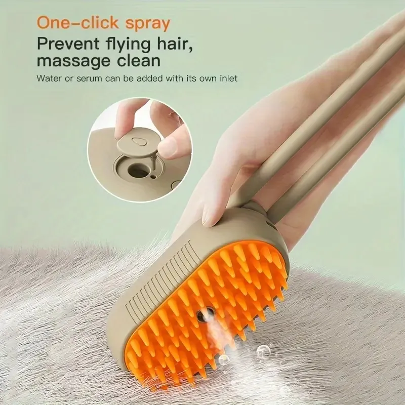 Belieonu Cat Steam Brush, Silicone Steamy Pet Grooming Brush For Shedding, Rechargeable Water Spray Massage Brush, Cat Hair Removal Brush